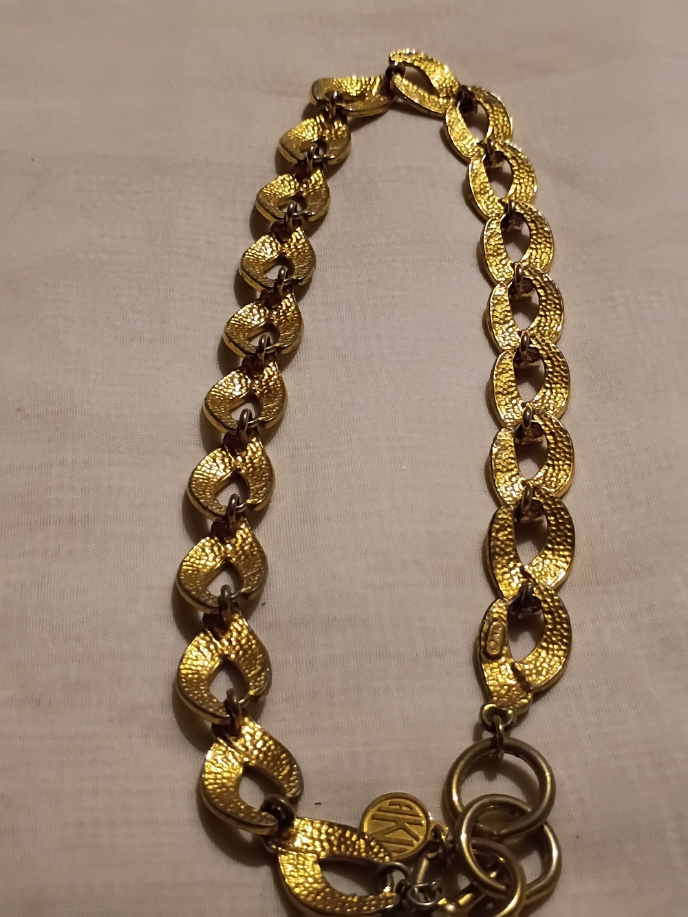 Vintage Ann Klein Gold-Tone Textured Link Necklace - Women Jewelry